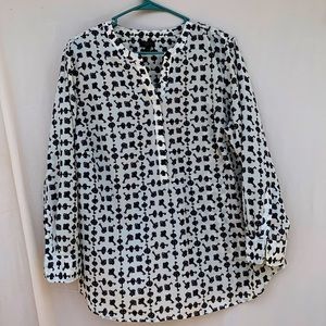 Talbots 2Xp off white with black colored keys 3/4 length button sleeves